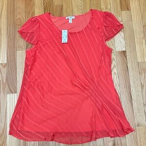Dressbarn Red Sheer Striped Blouse